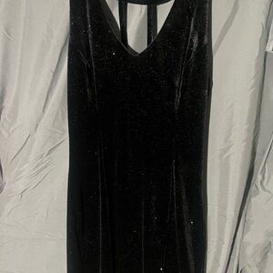 Elegant Sparkle Black Velvet Dress